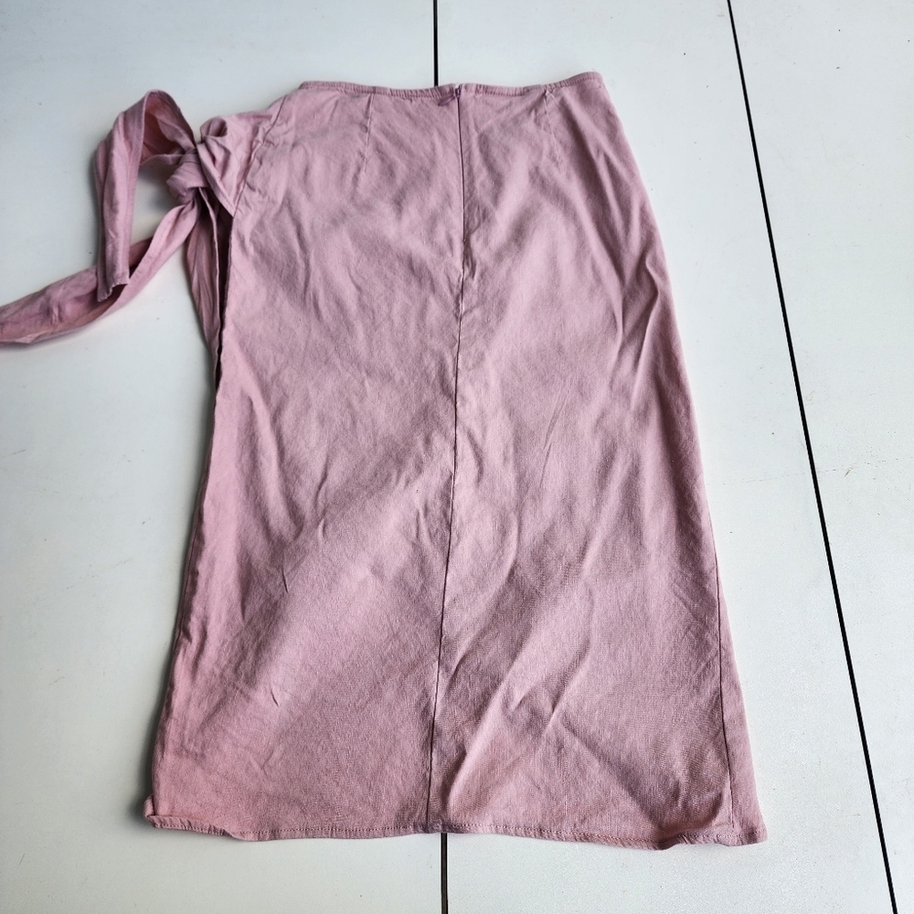 SHORE USA WOMEN'S WRAP SKIRT PINK Stretch LINEN $138 Viscose XS Sk8 - Picture 7 of 13